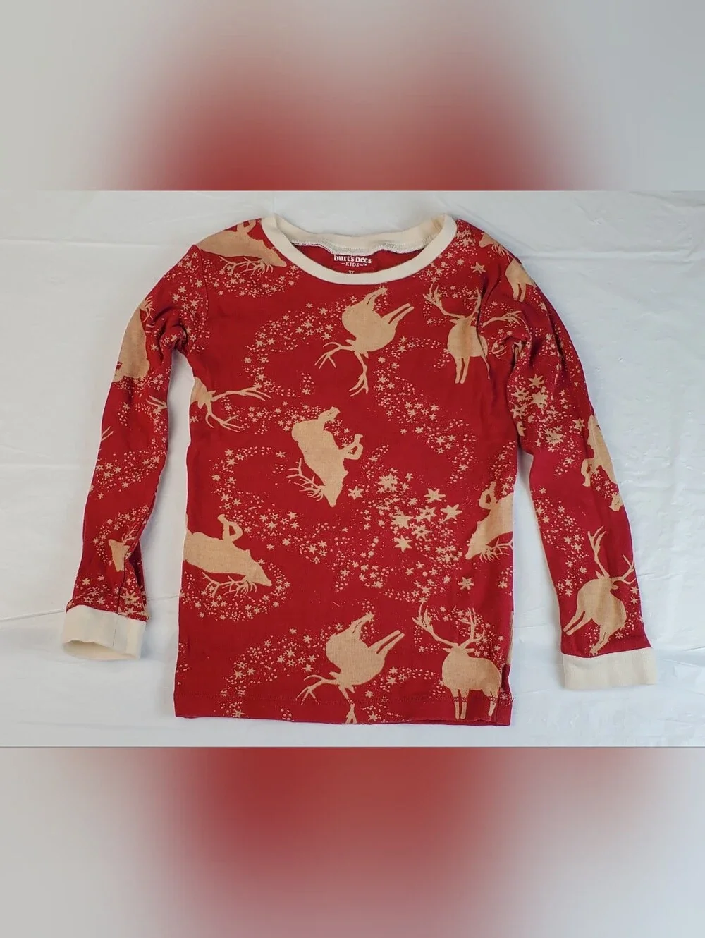 Burts Bees Kids Christmas Holiday Reindeer Pajamas 2-Piece - Size 3T - GUC